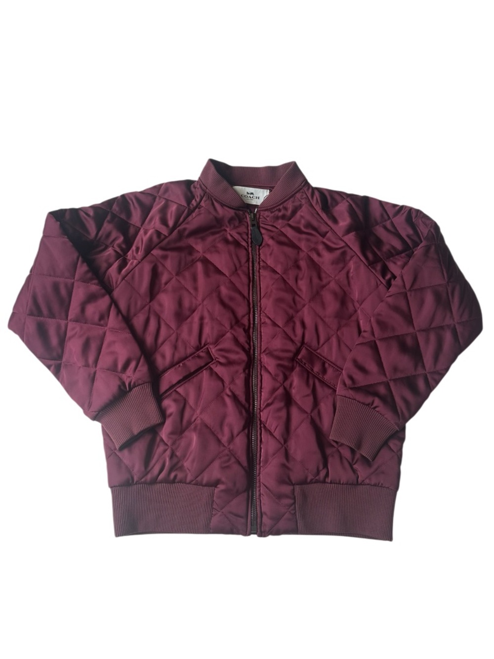 NWT!! COACH New York Women Quilted Bomber Jacket Wine Size S